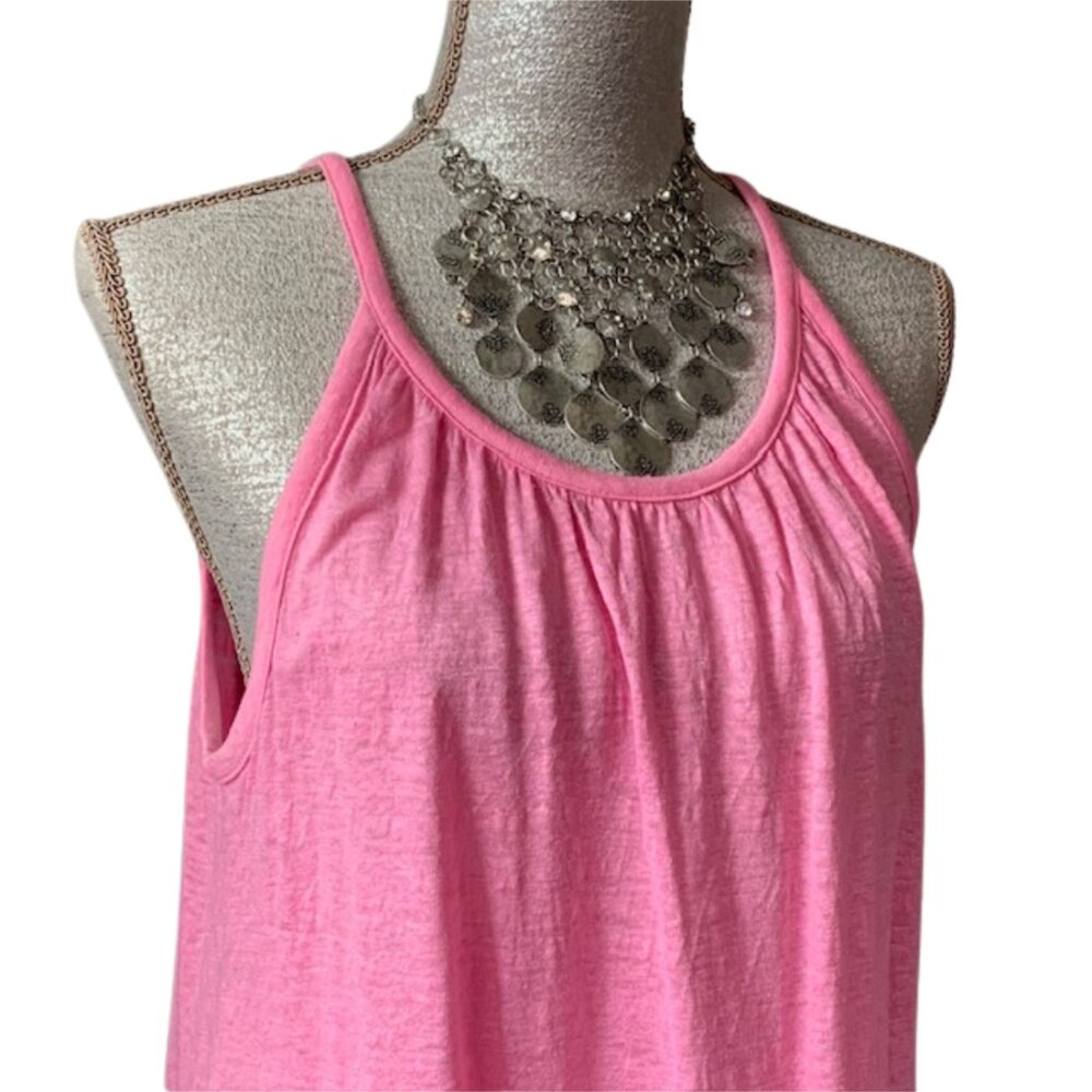 H by HALSTON Linen Tank Top in PINK Size LARGE NWOT